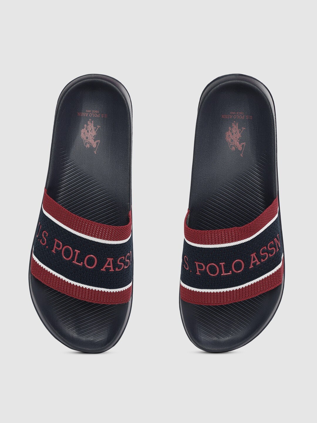 

U S Polo Assn Men Black & Red Printed Sliders