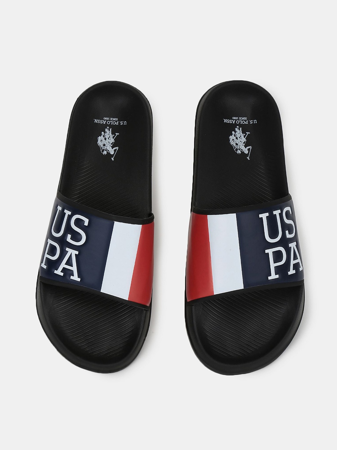 

U.S. Polo Assn. Men Off White & Red Printed LACEY 2.0 Sliders
