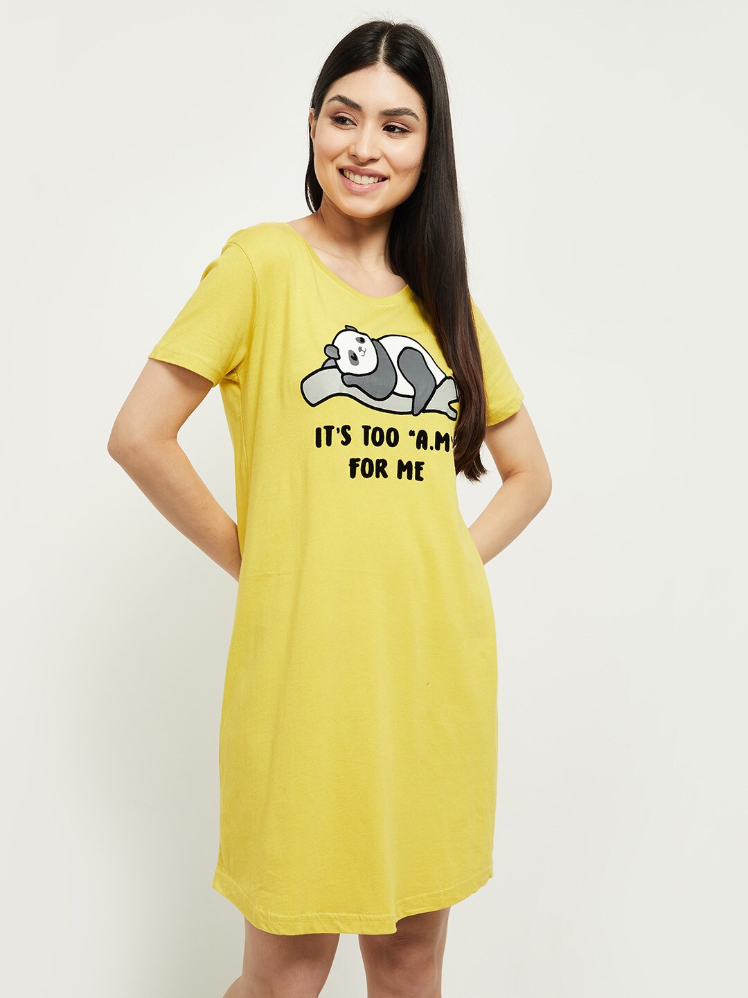 

max Yellow Printed T-shirt Nightdress