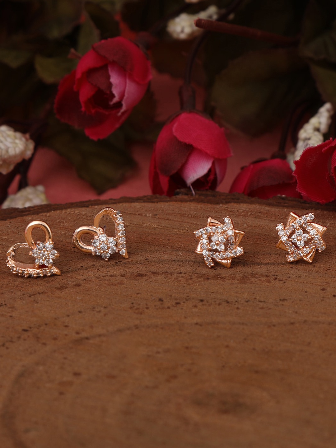 

ZINU Rose Gold Contemporary Studs Earrings
