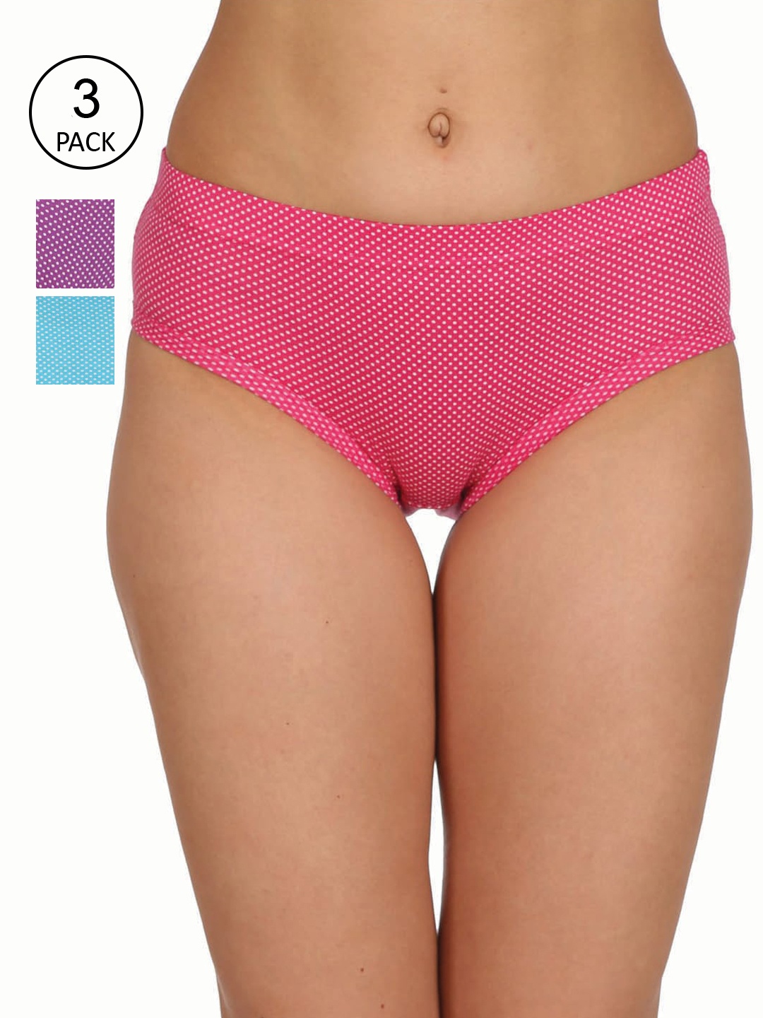 

Reveira Women Pack Of 3 Assorted Cotton Basic Briefs