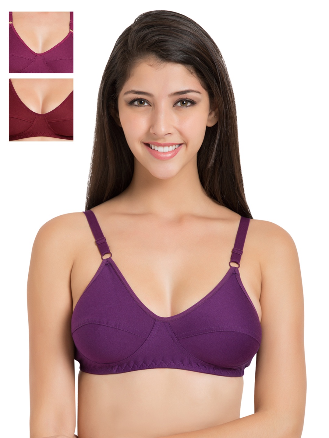 

Souminie Pack of 3 Full-Coverage Bras SLY935, Magenta