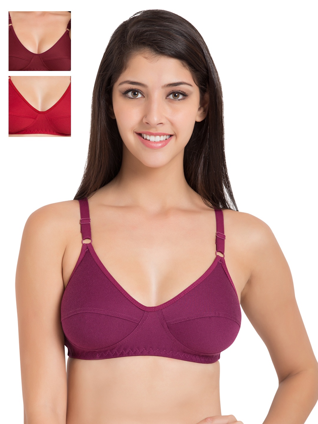 

Souminie Pack of 3 Full-Coverage Bras SLY935, Magenta