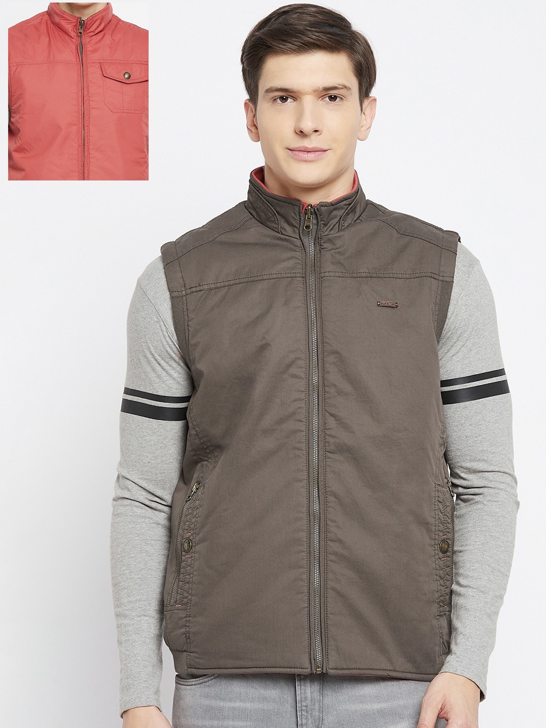 

Duke Men Brown & Pink Reversible Padded Jacket