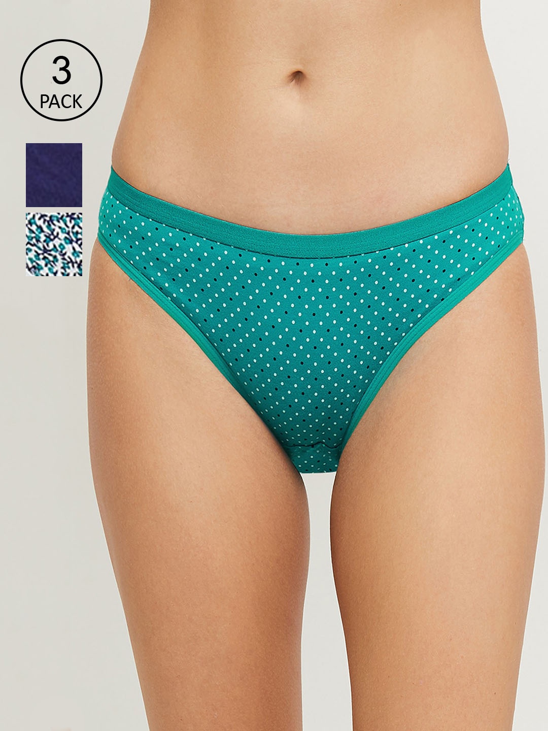 

max Women Pack of 3 Cotton Printed Cotton Basic Briefs NOOSSP21BK09, Green