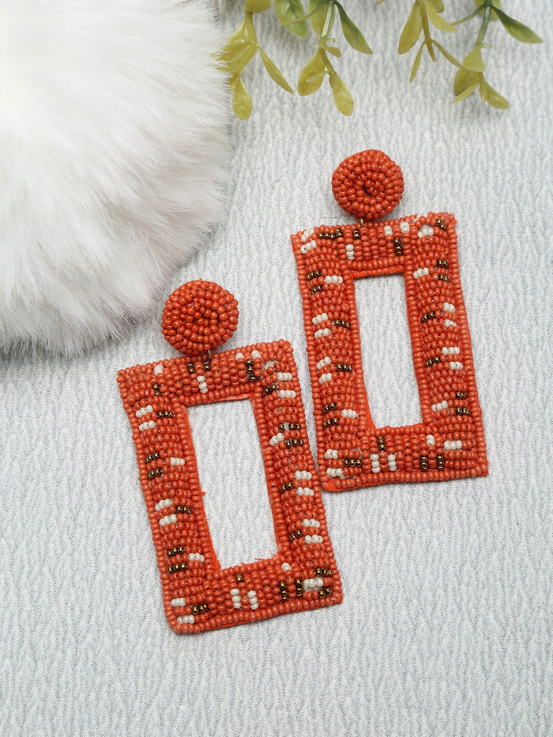 

NEUDIS Orange Geometric Drop Earrings
