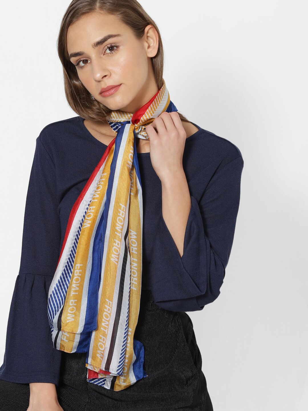 

ONLY Women Blue & Pink Striped Scarf
