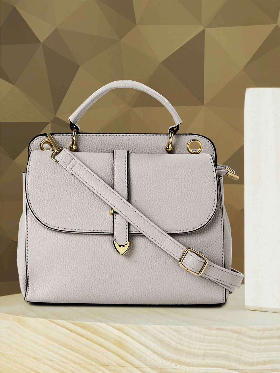 

DressBerry Grey Textured Satchel