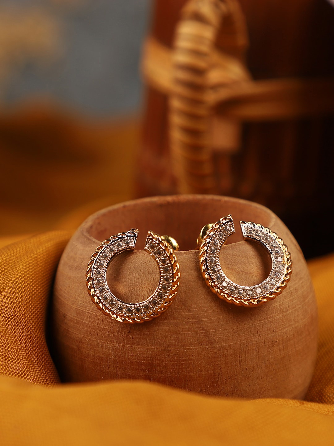 

ANIKAS CREATION White Circular Hoop Earrings