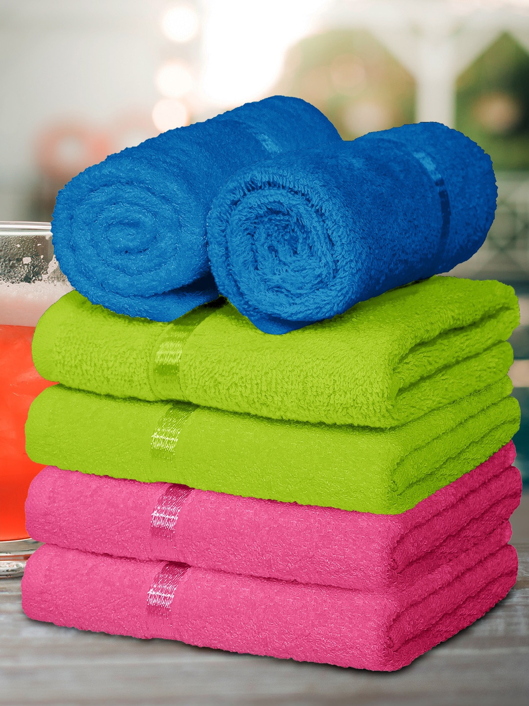 

Story@home Set of 6 Solid 450 GSM Pure Cotton Hand Towel, Blue