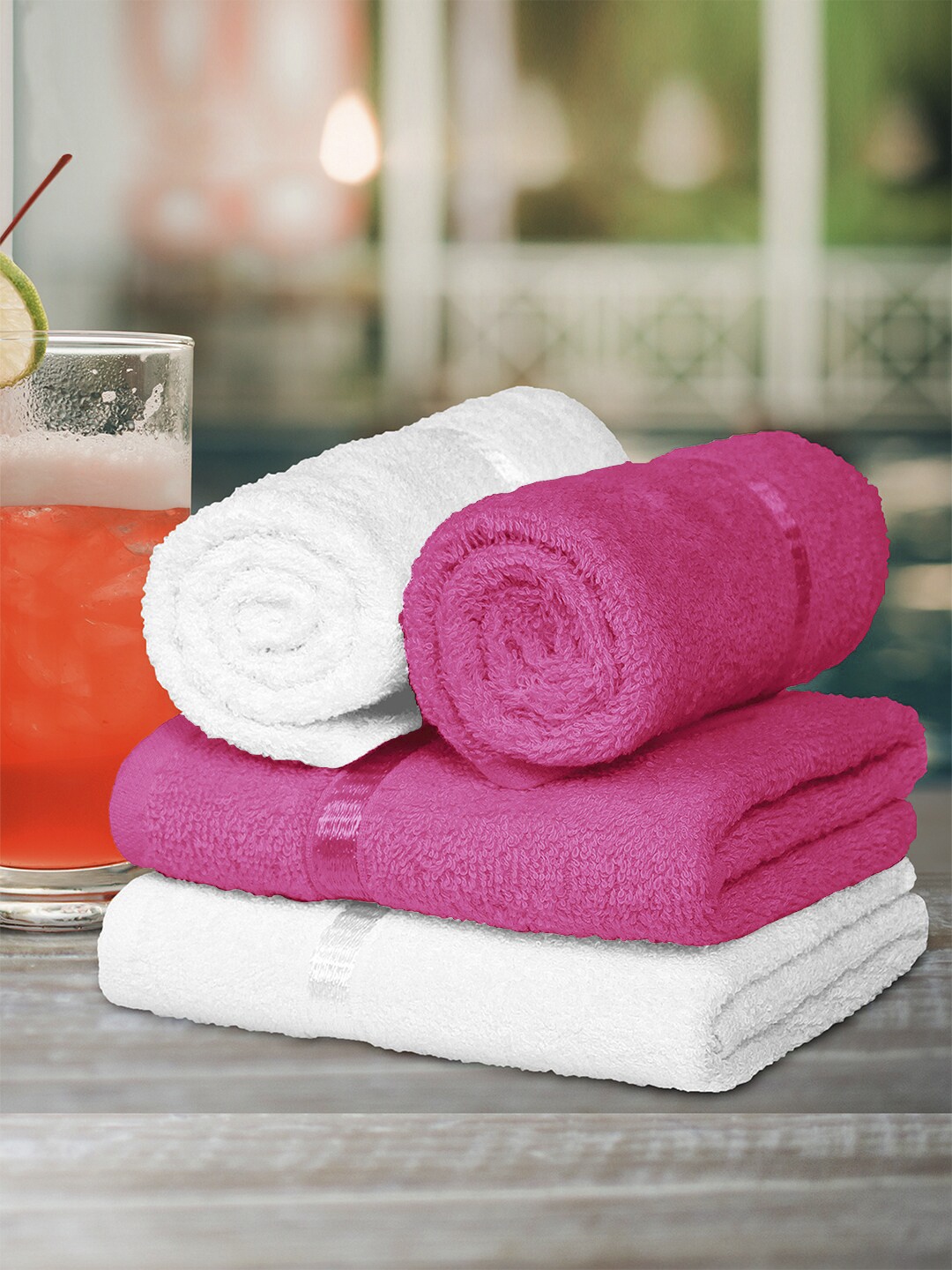 

Story@home Set of 4 Solid 450 GSM Pure Cotton Hand Towel, White