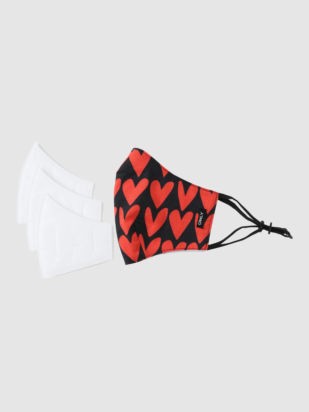 

ONLY Women Black & Red Printed Pure Cotton 5-Ply N95 Protective Outdoor Mask