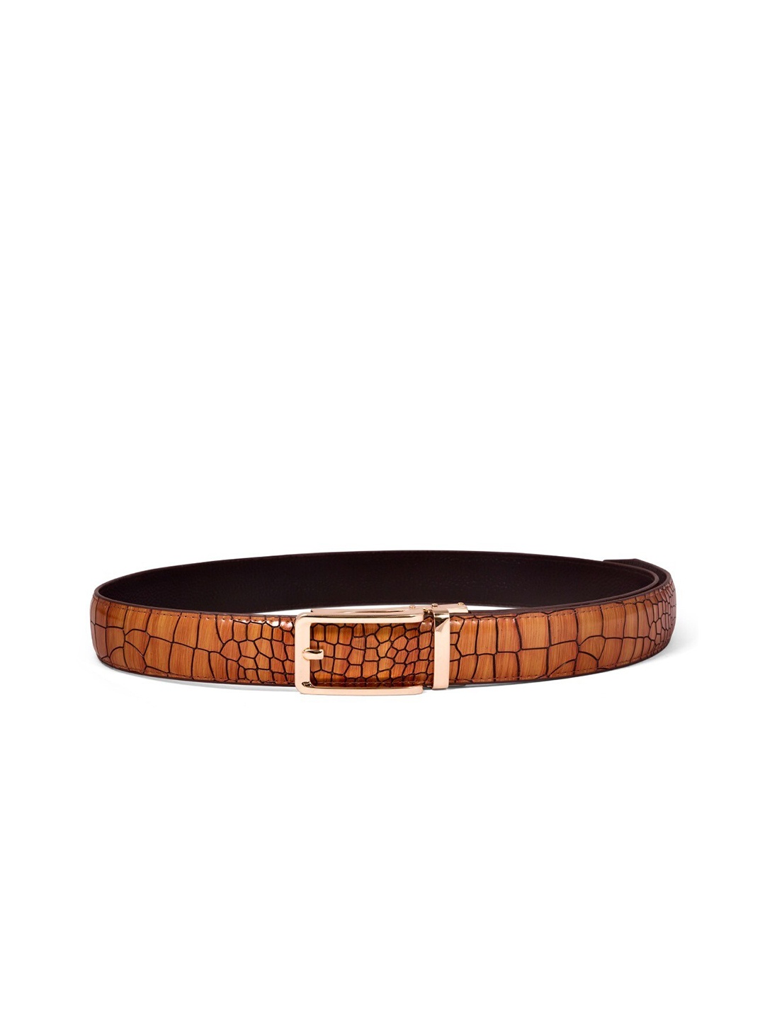 

ELOPPE Men Camel Brown Textured Genuine Leather Belt