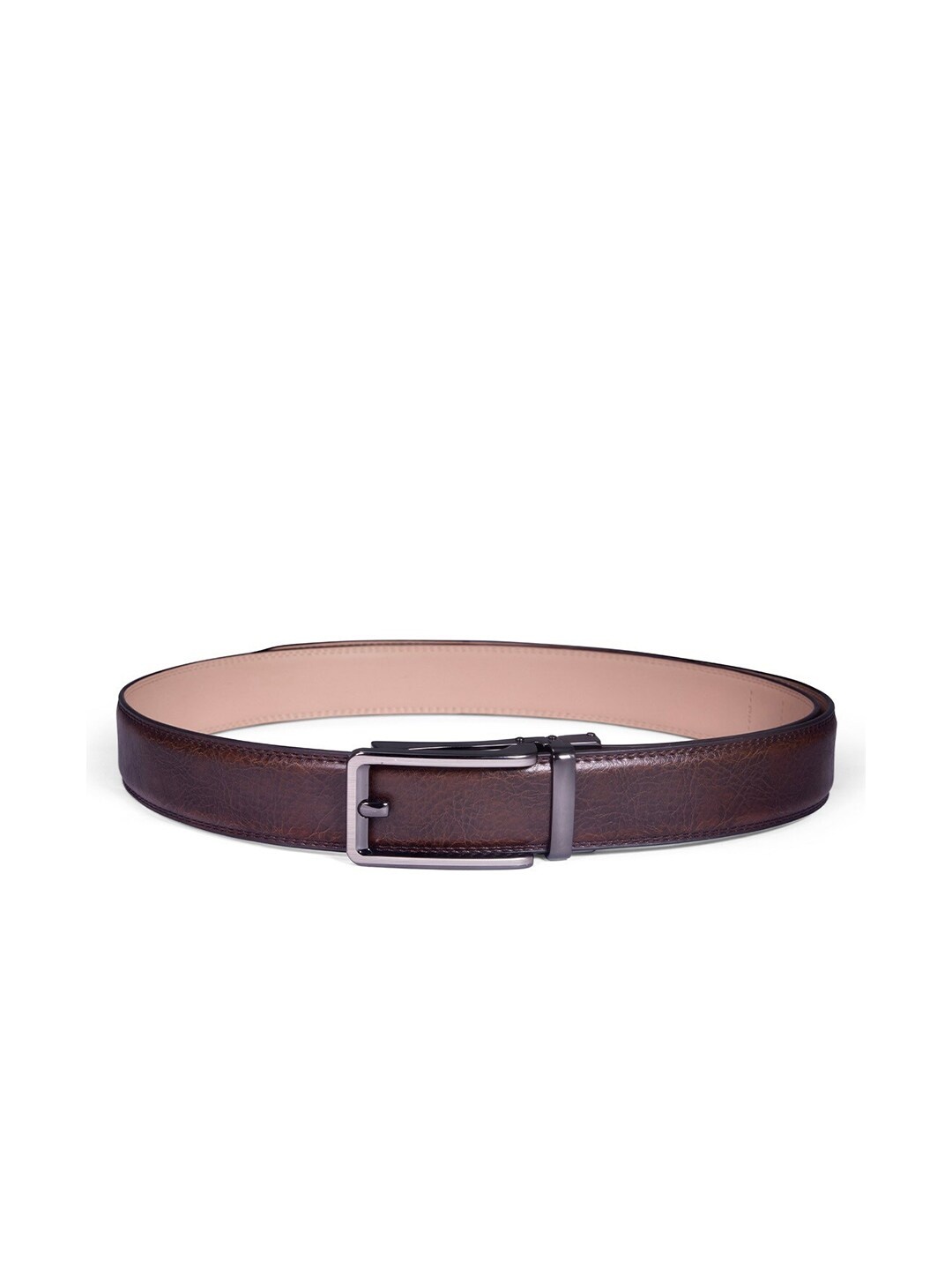 

ELOPPE Men Camel Brown Textured Genuine Leather No Hole Belt