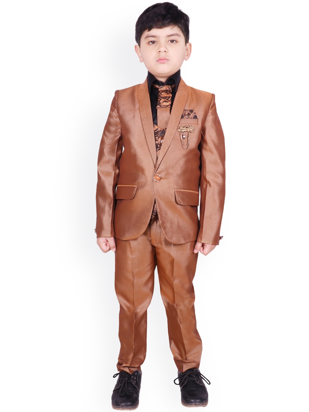 

SG YUVRAJ Men Gold-Toned 5-Piece Suit