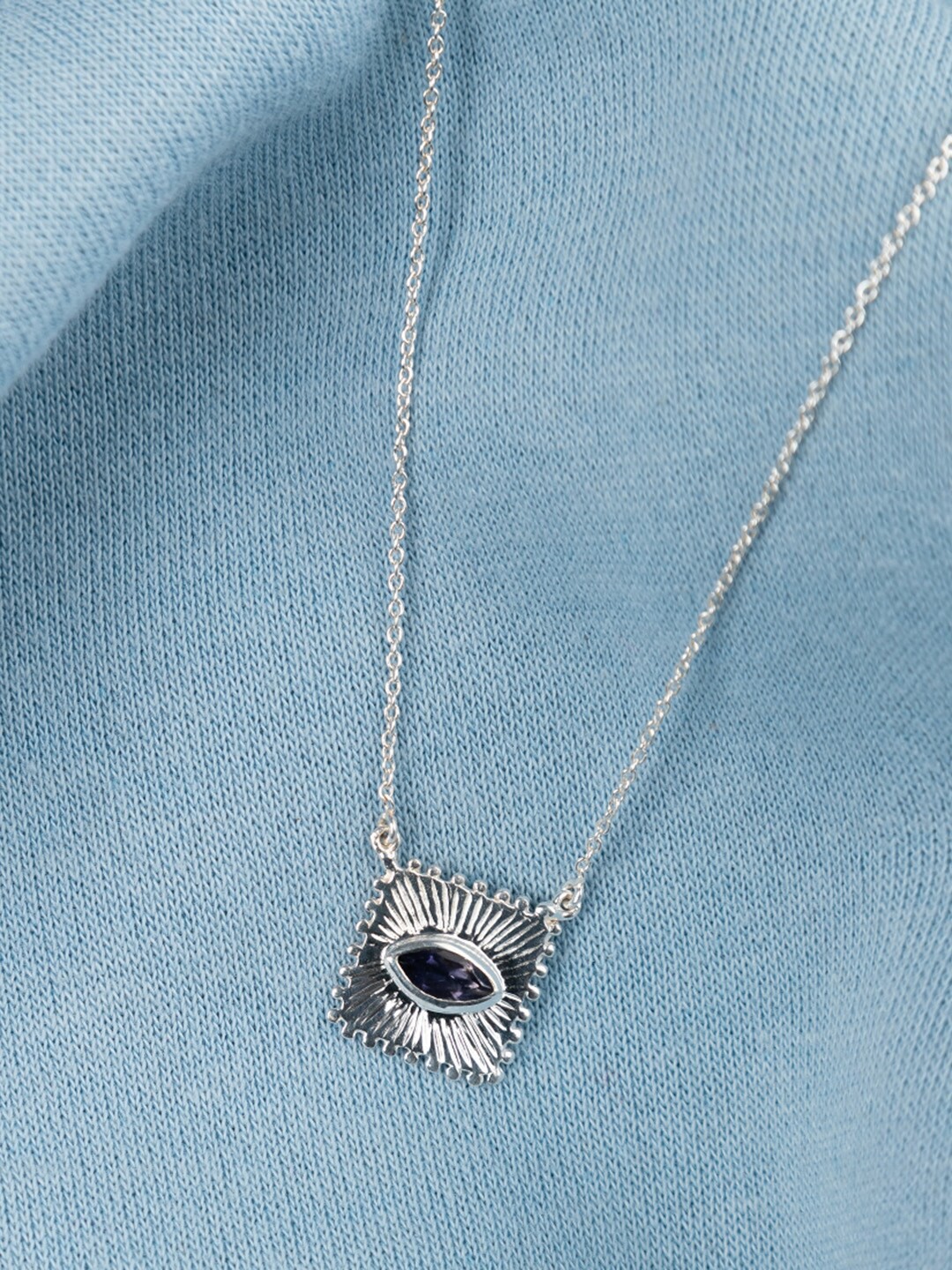 

ExclusiveLane Silver-Toned & Black Silver Necklace
