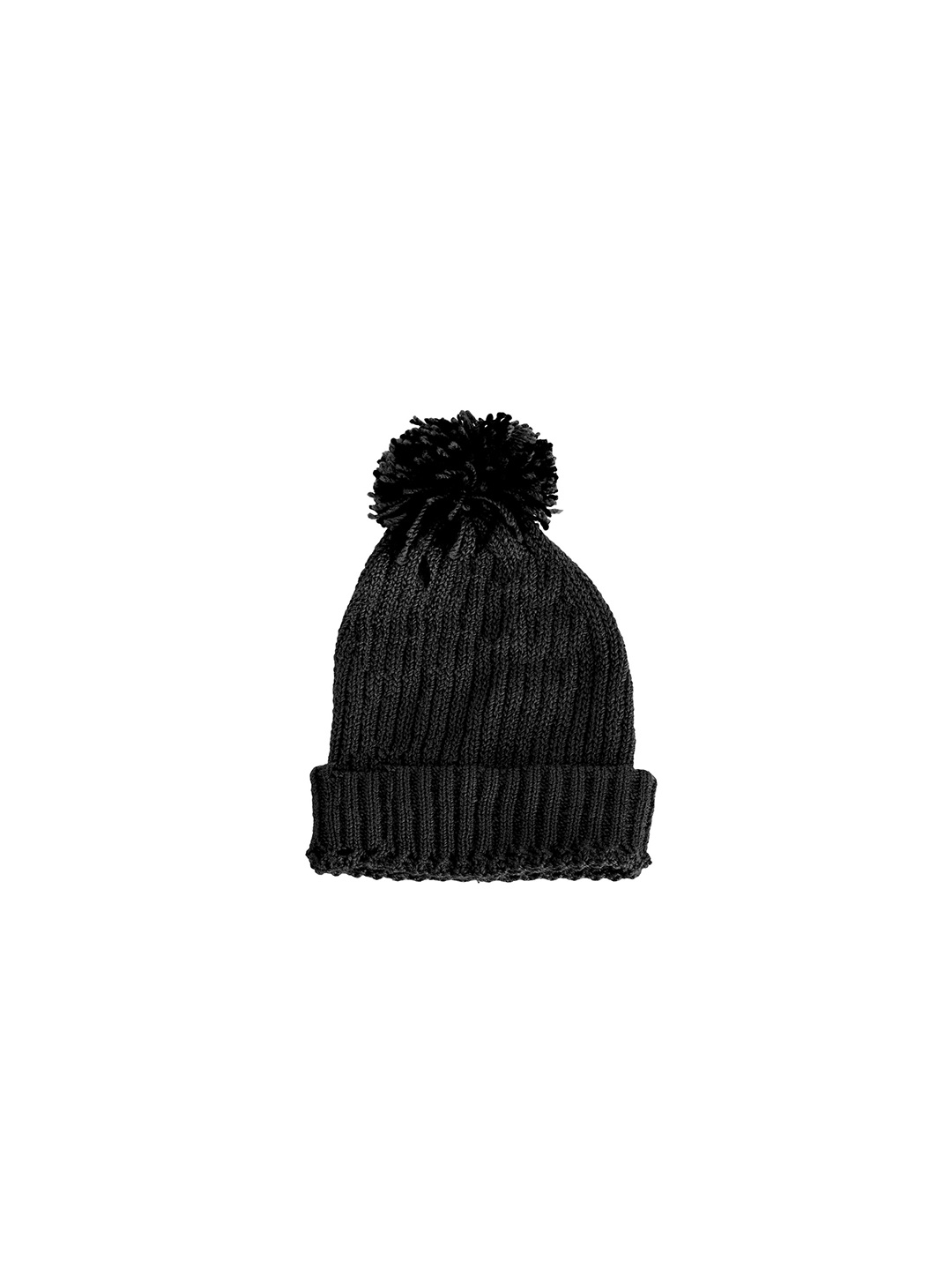 

Bharatasya Men Black Pom Pom Beanie