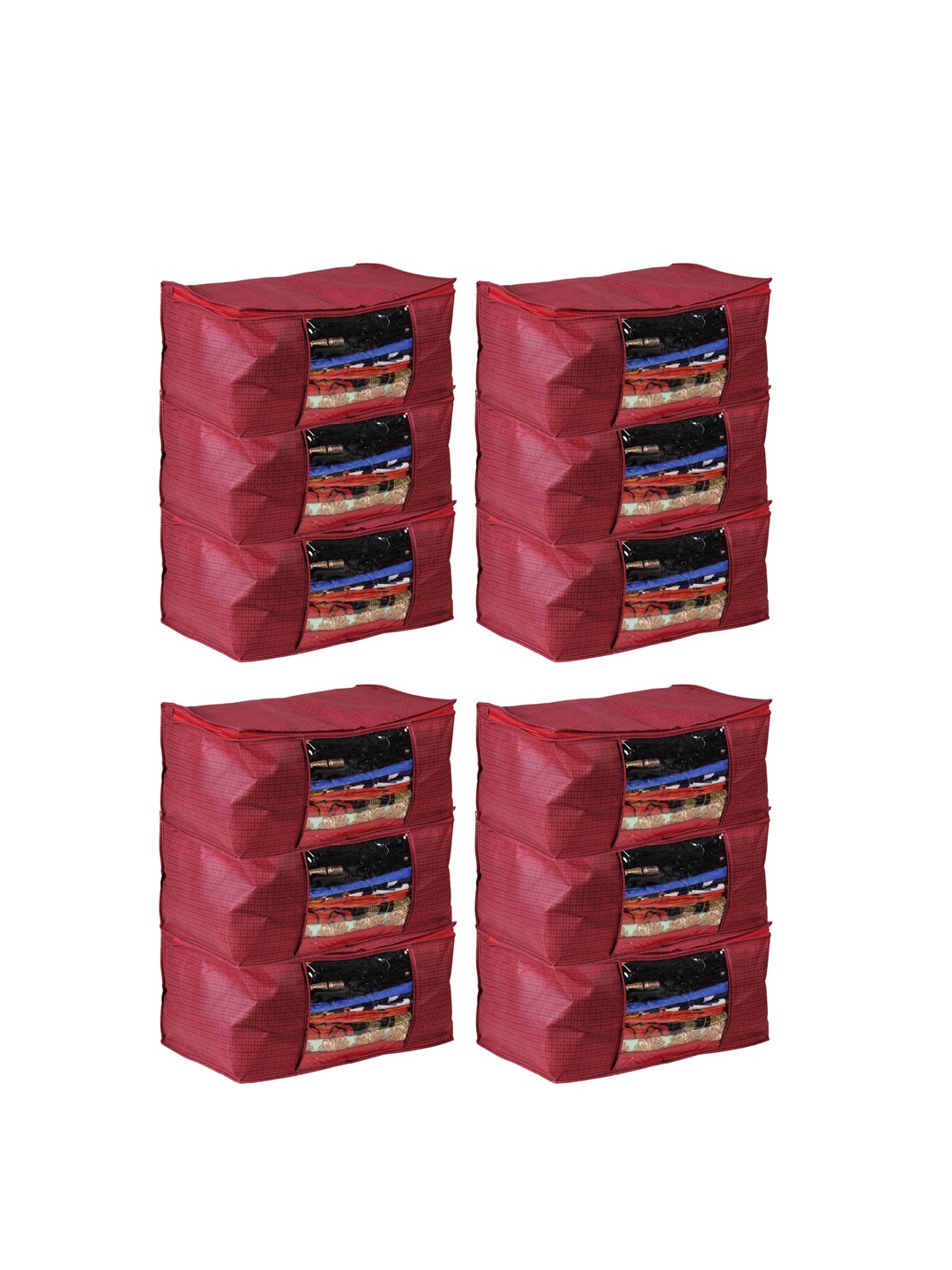 

Story@home Set Of 12 Maroon Printed Wardrobe Organiser