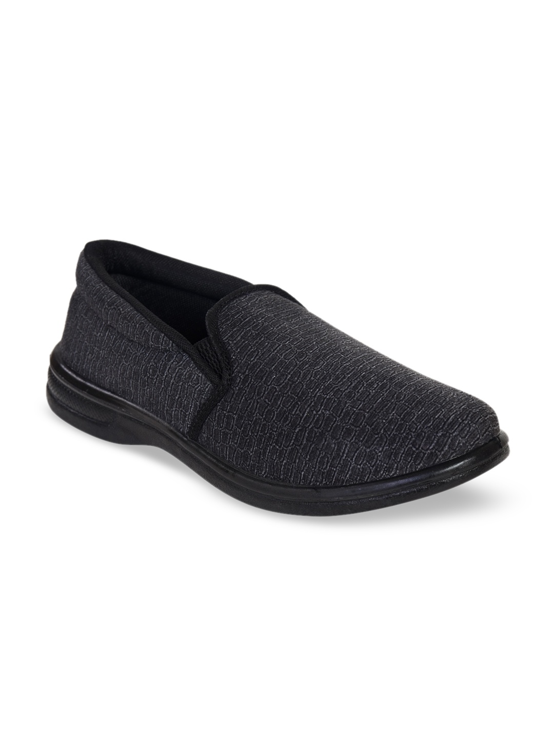 

Ajanta Men Black Woven Design Slip-On Sneakers