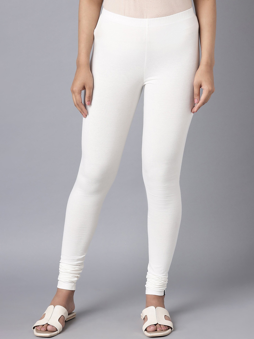 

elleven Solid Cotton Leggings, White