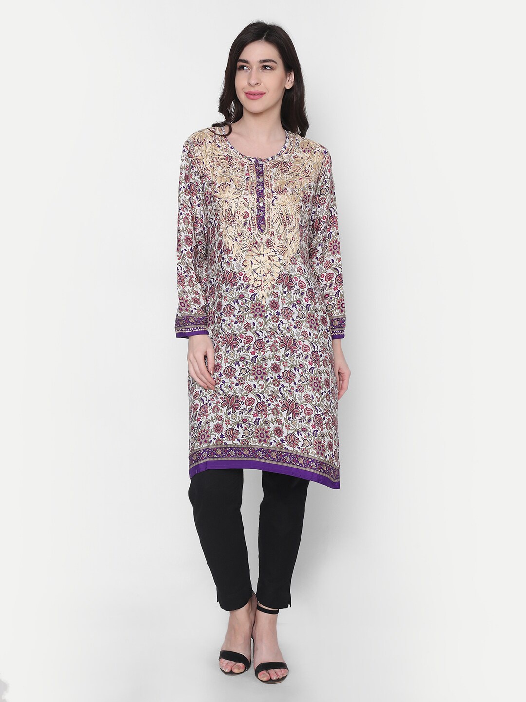 

HOUSE OF KARI Purple & Green Chinakari Embroidered Tunic