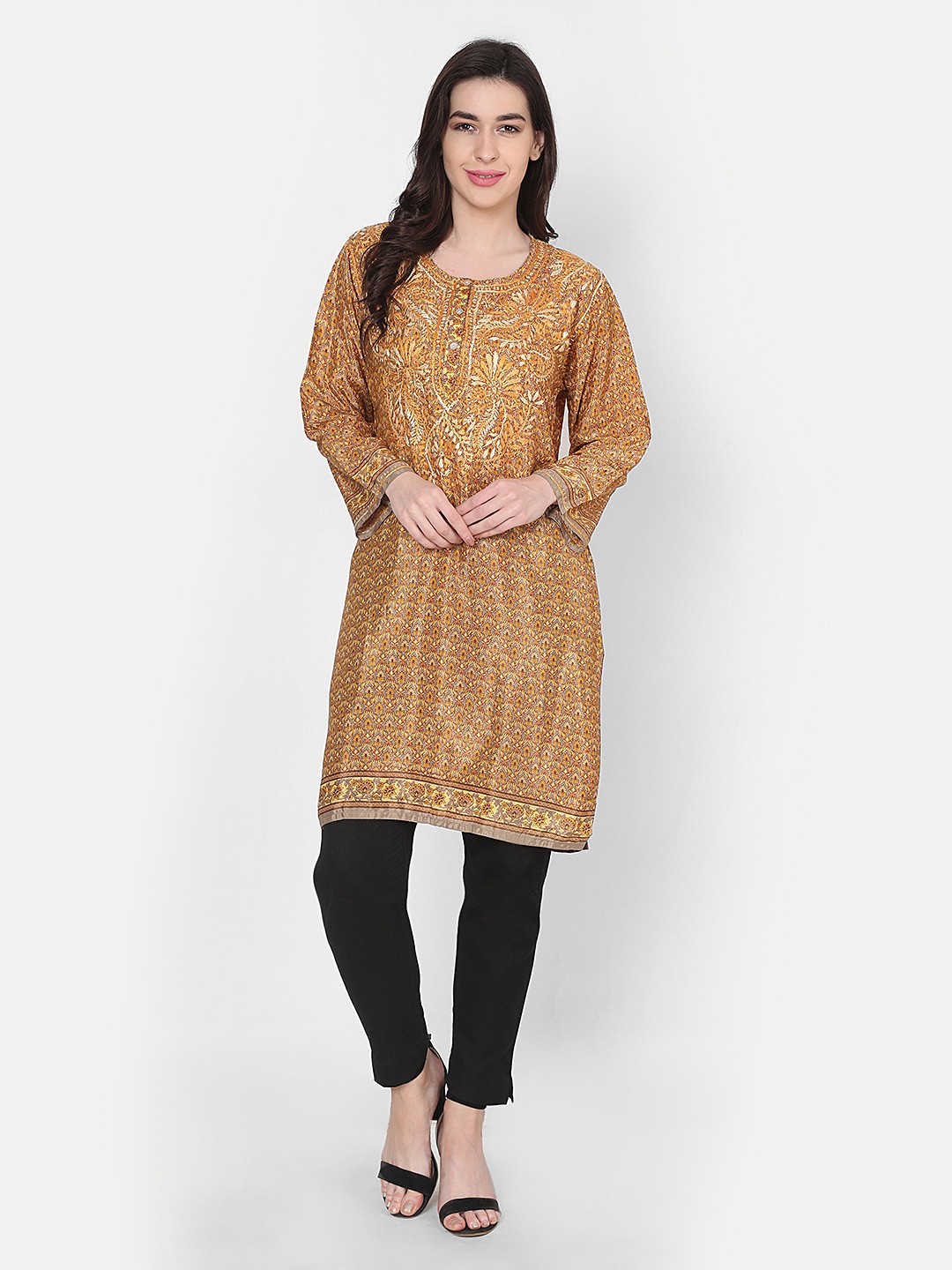 

HOUSE OF KARI Mustard & Brown Printed Tunic