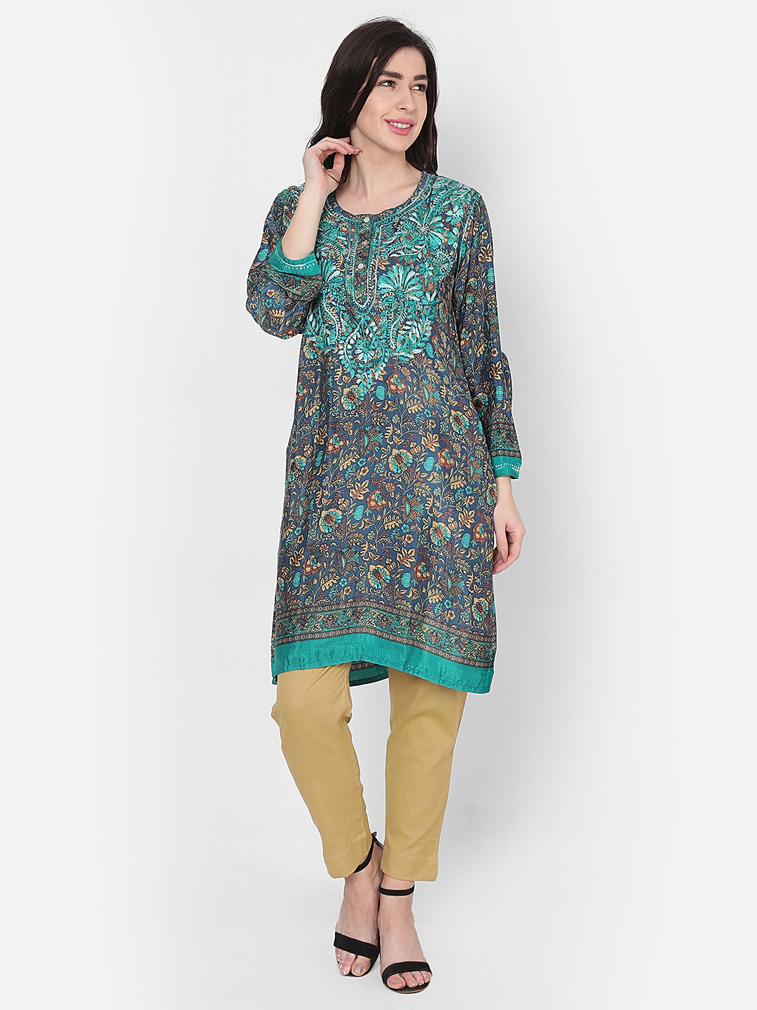 

HOUSE OF KARI Blue & Beige Printed Tunic