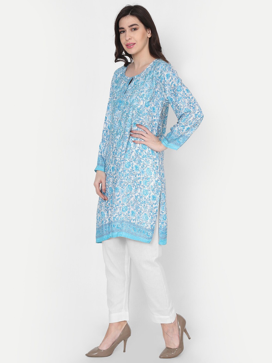 

HOUSE OF KARI Blue & White Chinakari Embroidered Tunic