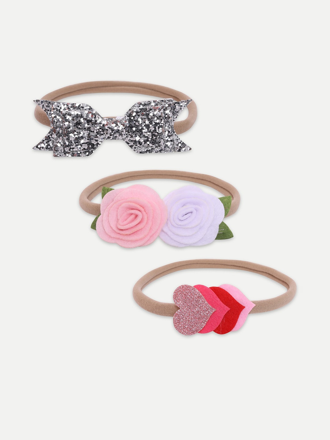 

Babymoon Girls Pack Of 3 Bow Hairbands, Pink