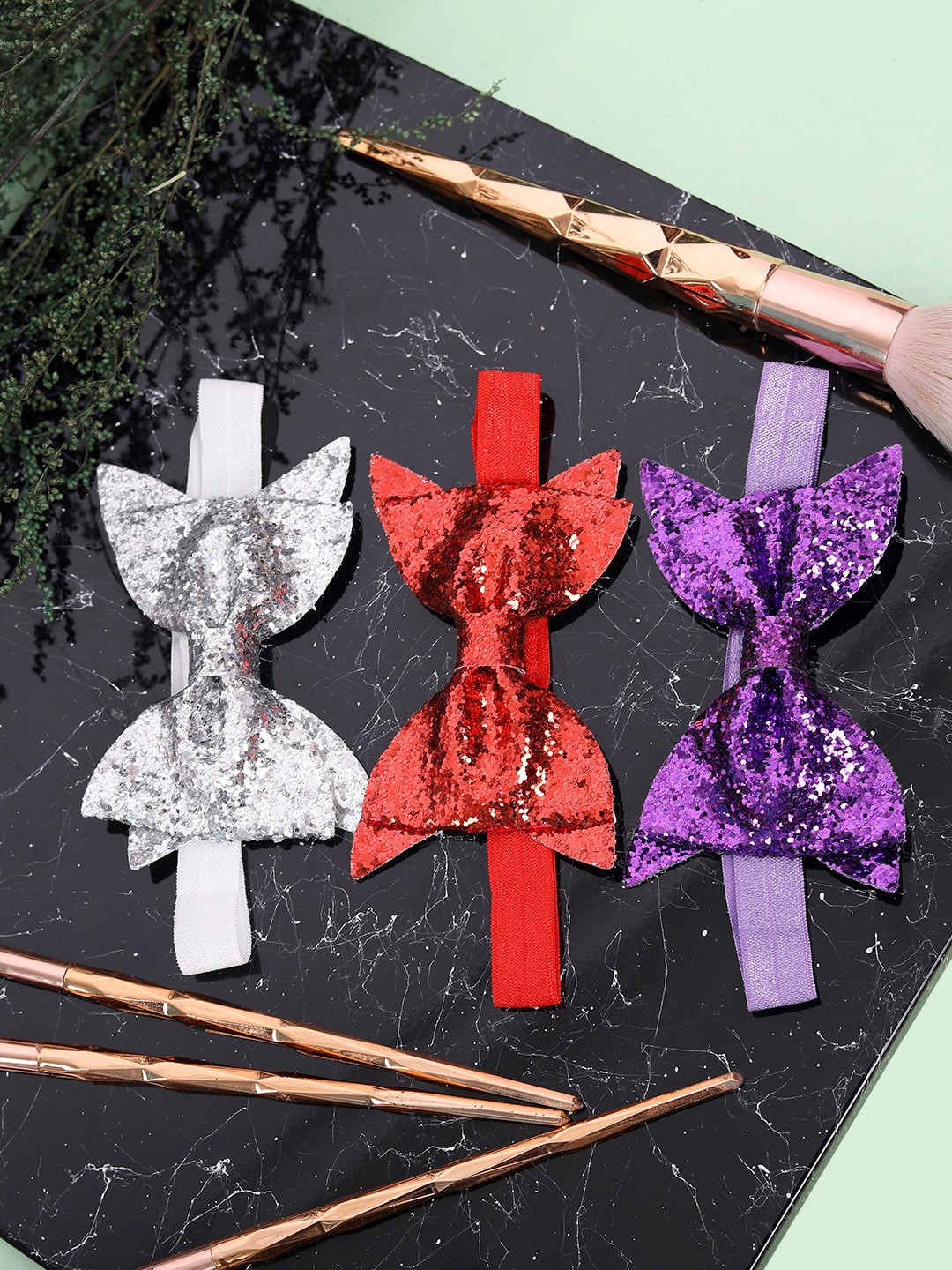 

Babymoon Girls Pack Of 3 Bow Hairbands, Purple