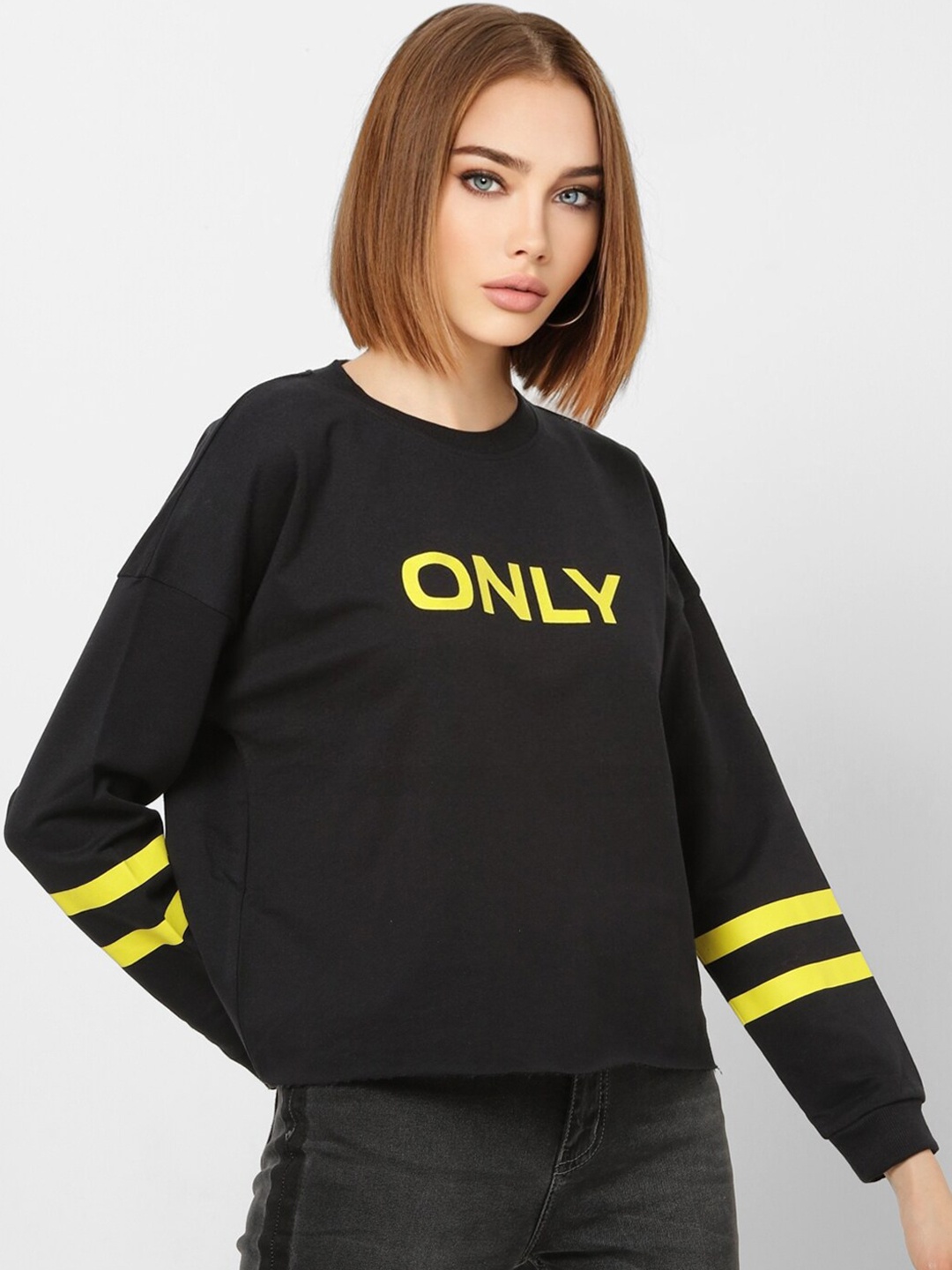 

ONLY Women Black Printed Sweatshirt