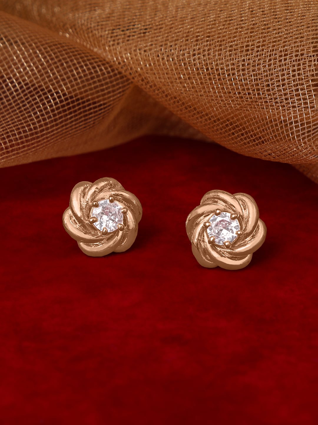 

ZINU Rose Gold-Plated & White Floral Studs