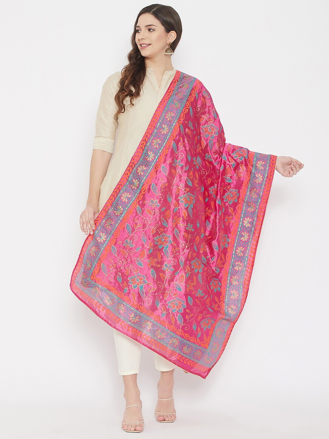 

Clora Creation Magenta & Blue Printed Dupatta