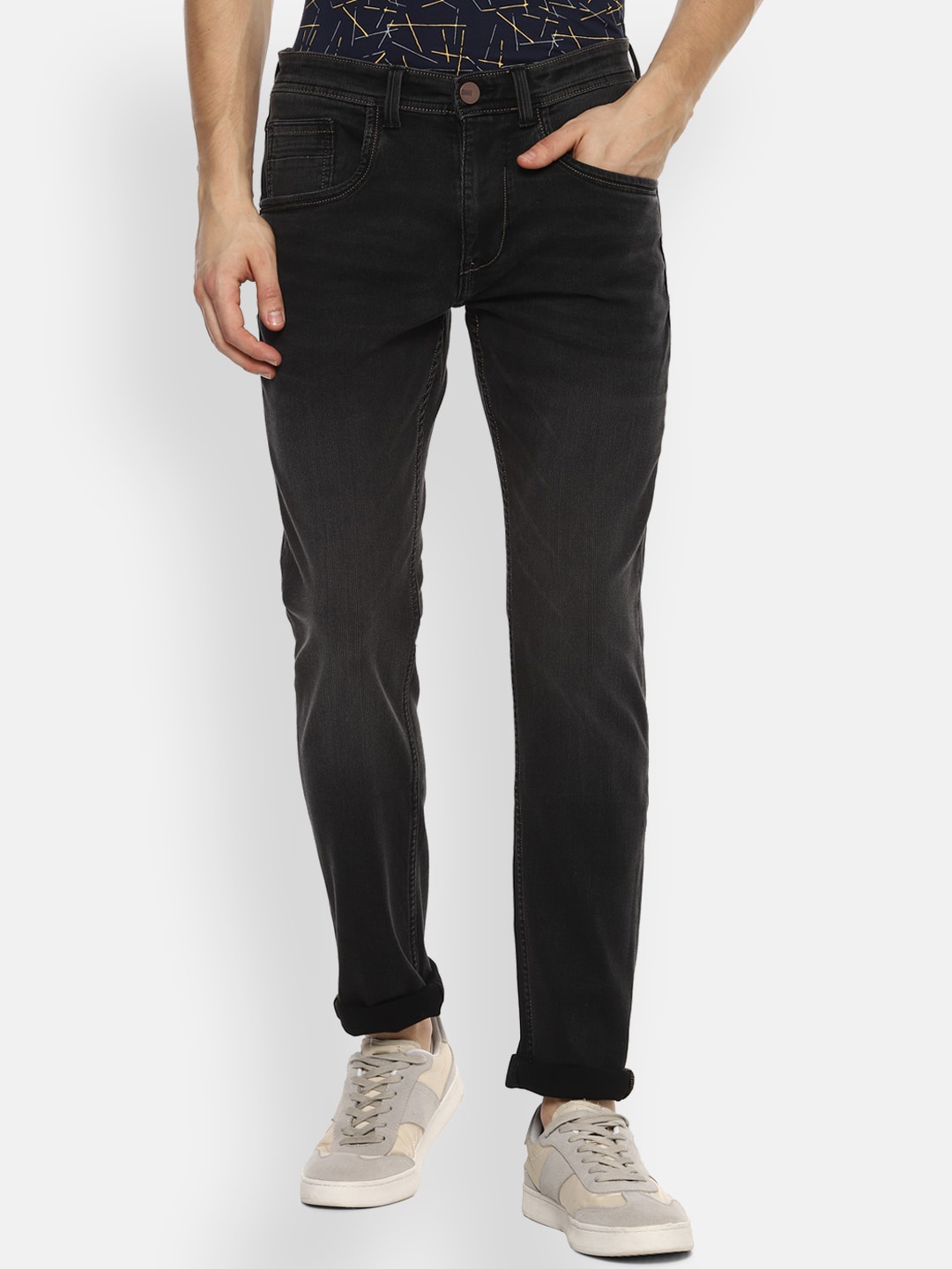 

V Dot Men Black Skinny Fit Clean Look Stretchable Jeans