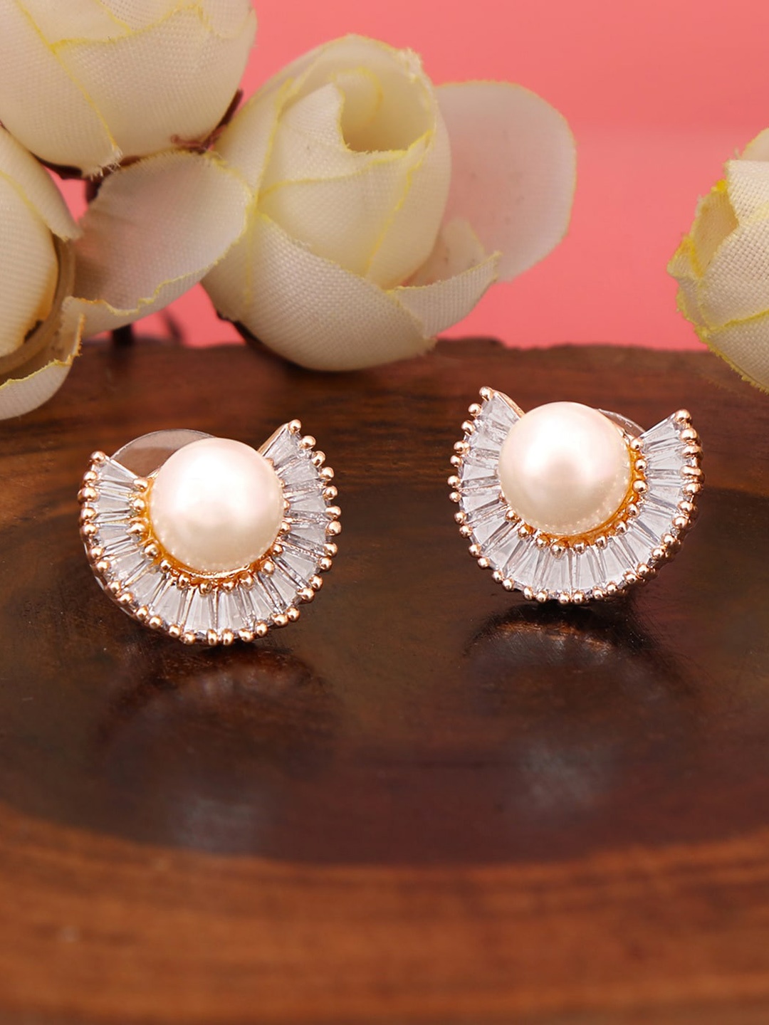 

ZINU Rose Gold Contemporary Studs Earrings