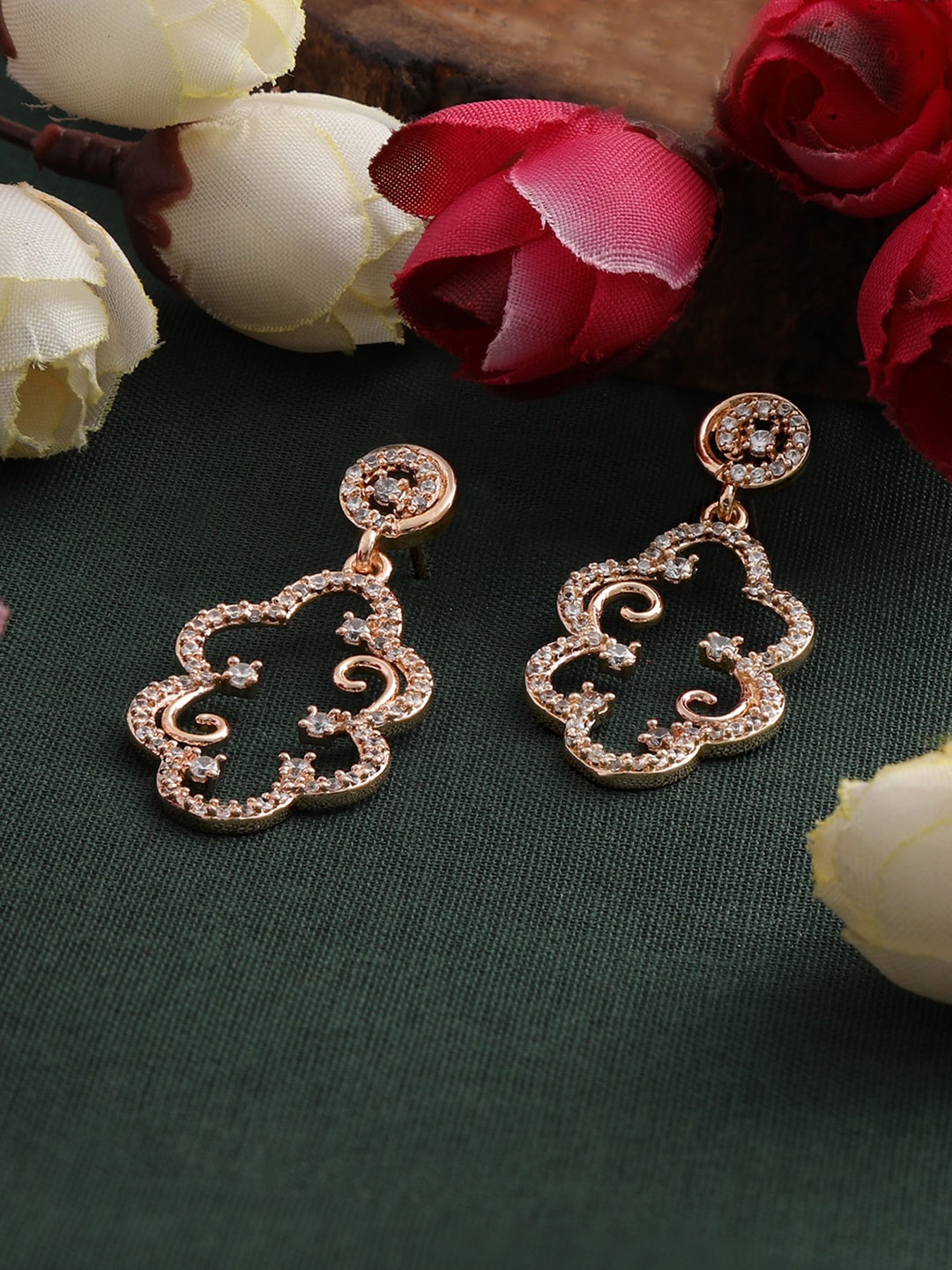 

ZINU Rose Gold Contemporary Drop Earrings