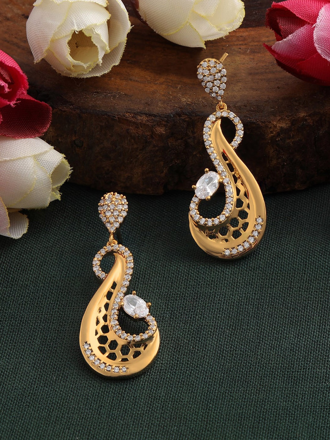 

ZINU Rose Gold Contemporary Drop Earrings