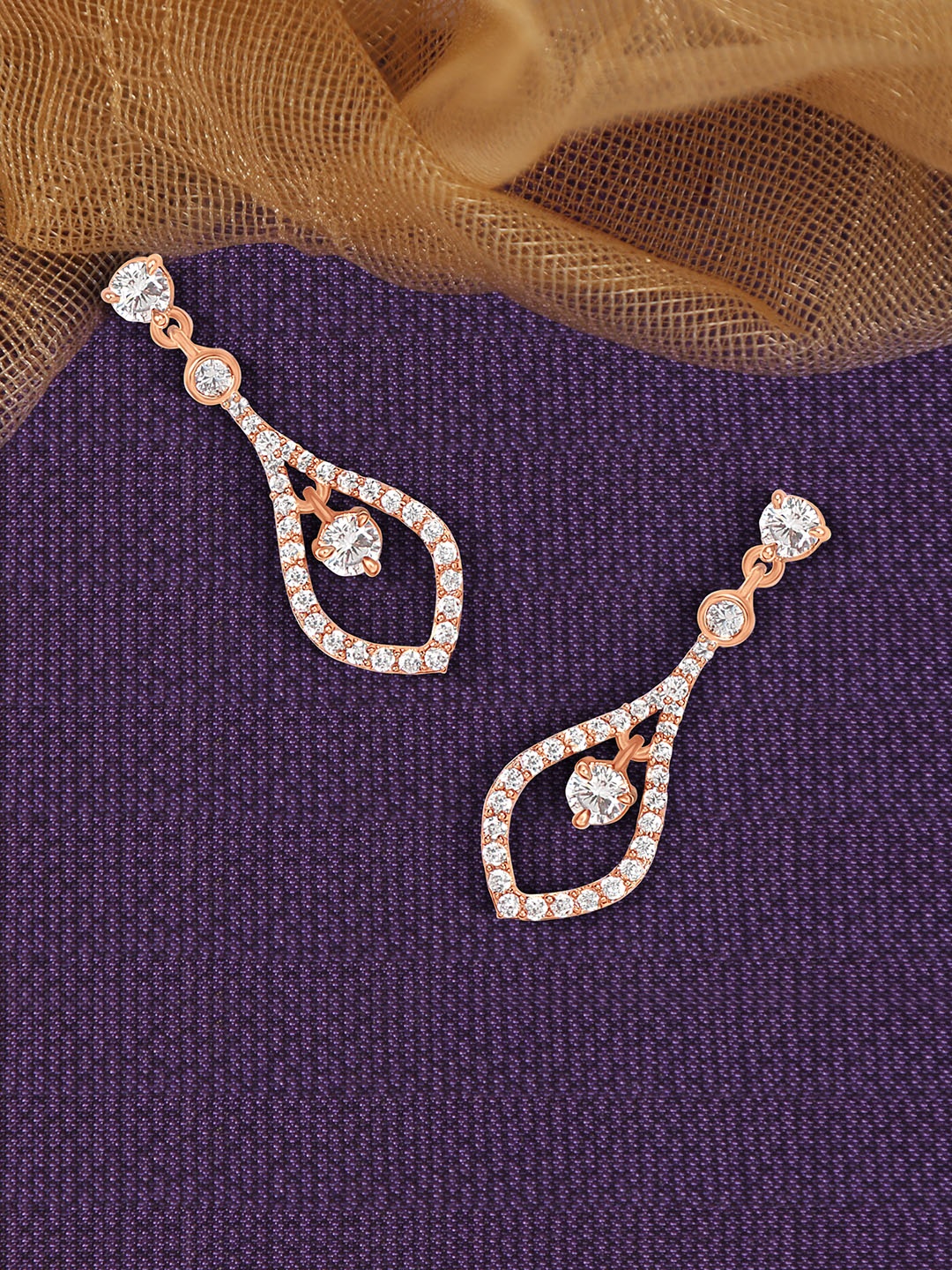 

ZINU Rose Gold Contemporary Drop Earrings