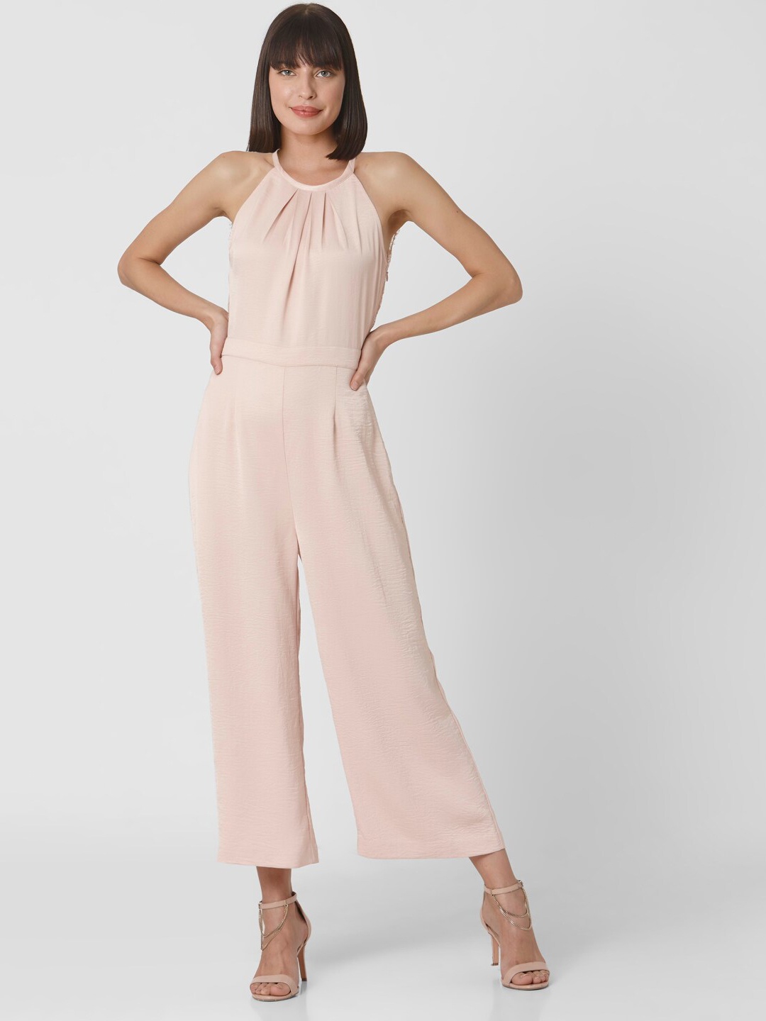 

Vero Moda Mauve Halter Neck Basic Jumpsuit with Lace Inserts