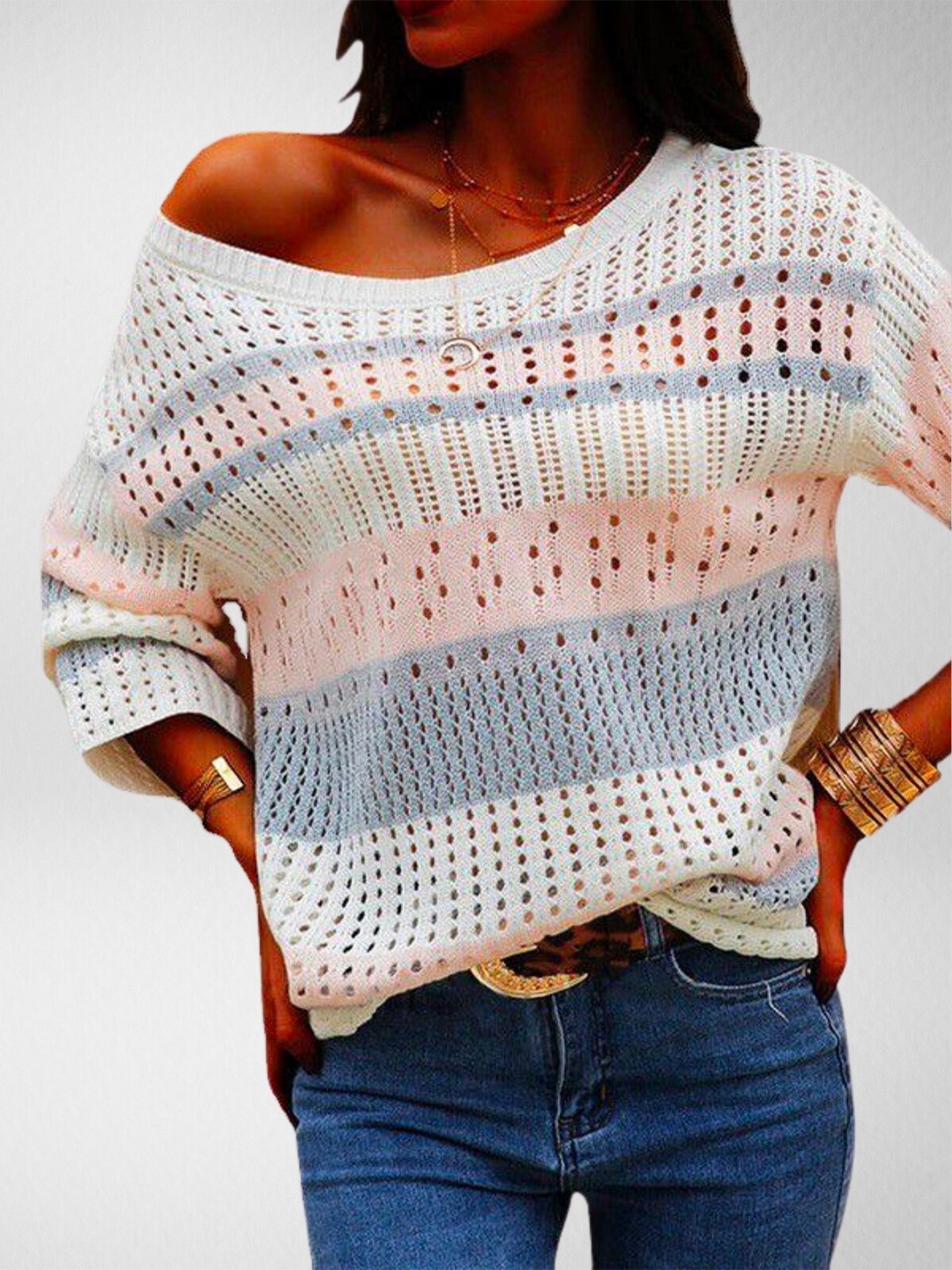 

BoStreet Women Classic White Cable Knit Sweater