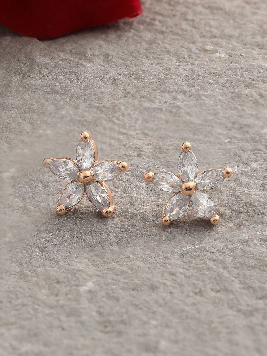 

ZINU Rose Gold Contemporary Studs Earrings