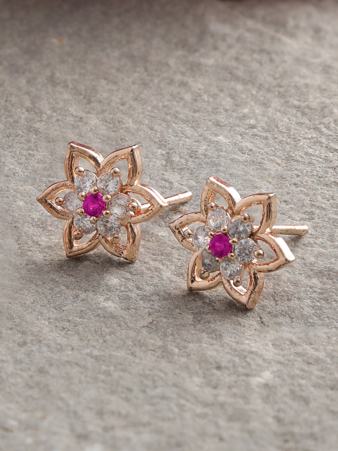 

ZINU Rose Gold Contemporary Studs Earrings