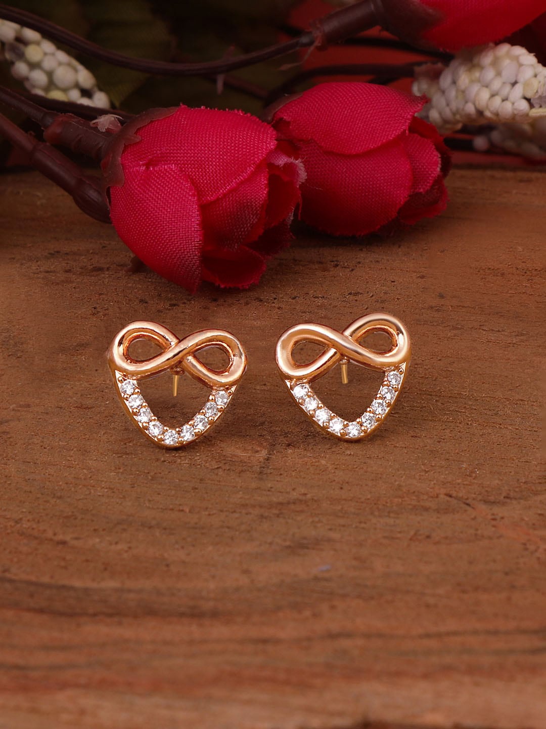 

ZINU Rose Gold Contemporary Studs Earrings