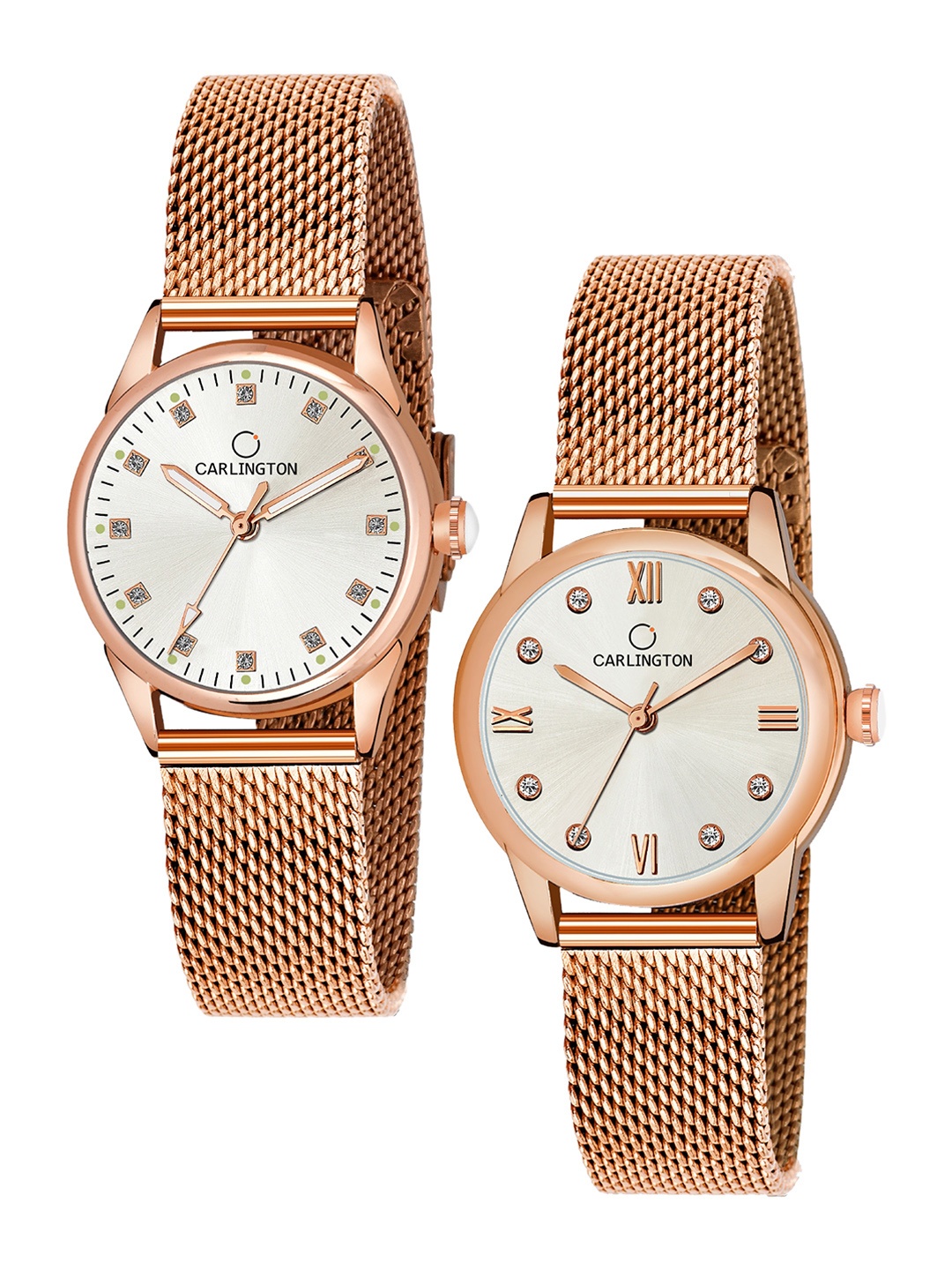 

CARLINGTON Women Pack Of 2 Watches CT2003 RoseWhite-CT2005 RoseWhite, Rose gold