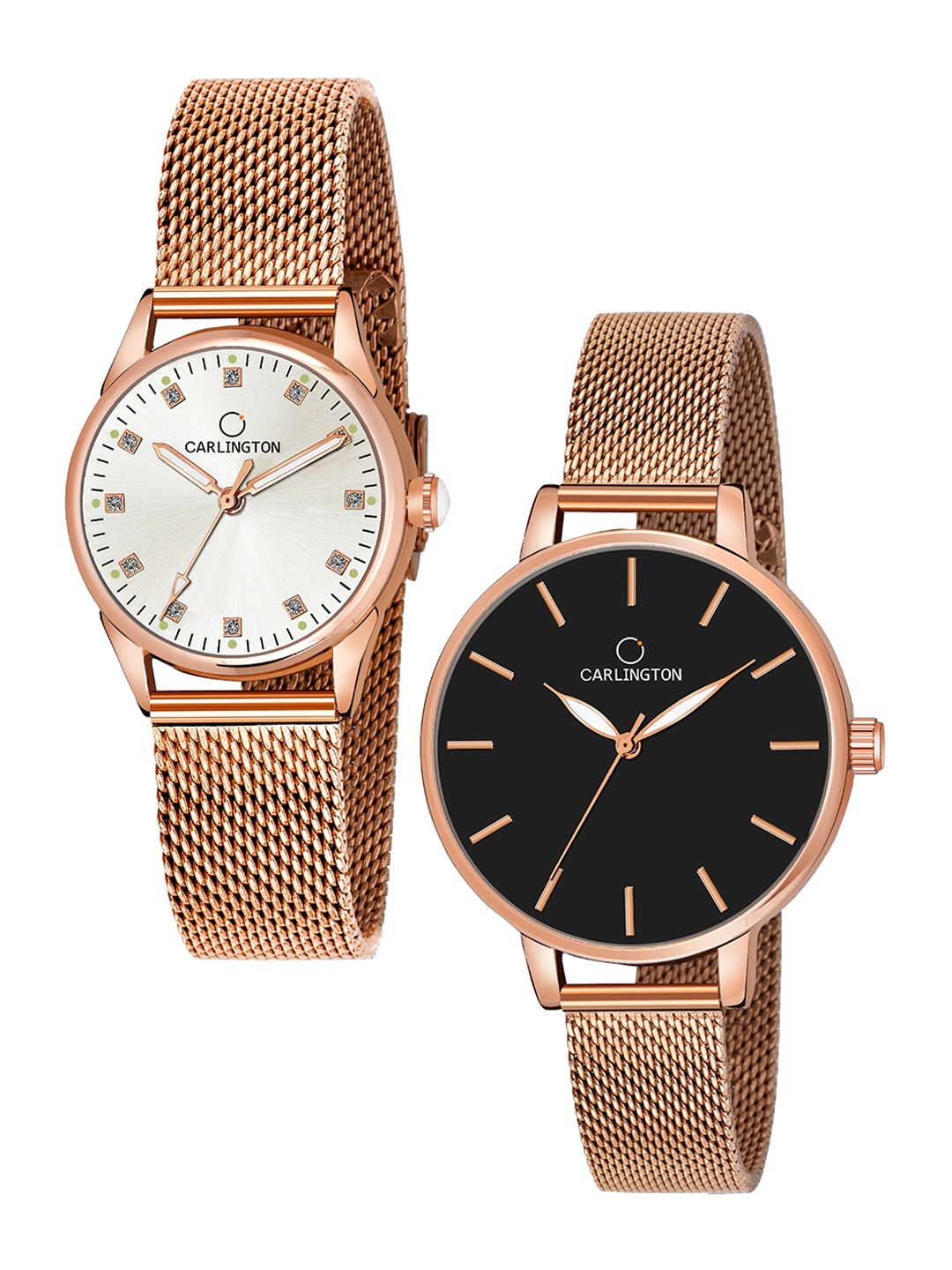 

CARLINGTON Women Set Of 2 Rose Gold Toned Analogue Watch