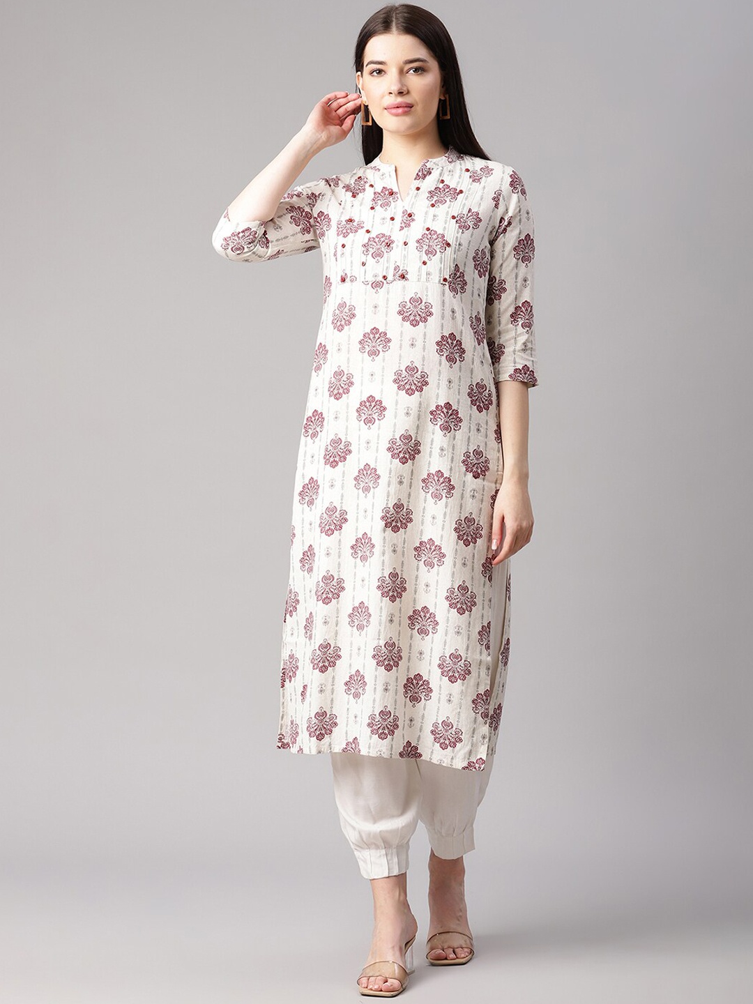 

Sringam Women Beige Dyed Kurta