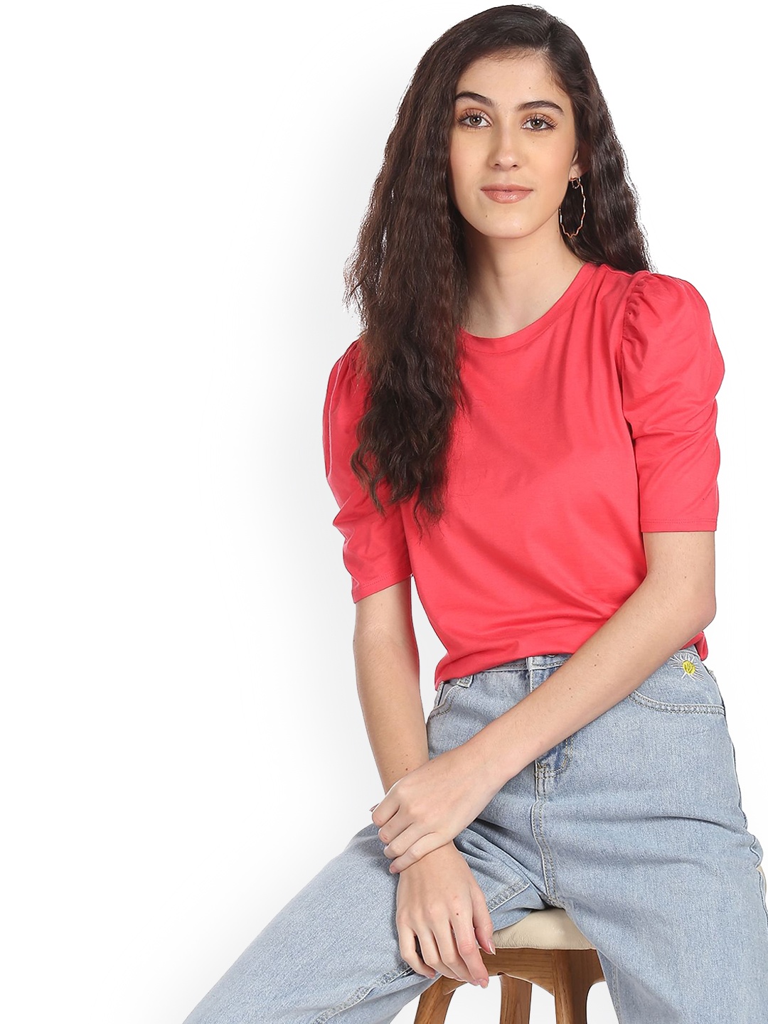 

Sugr Woman Pink Puff Sleeve Top