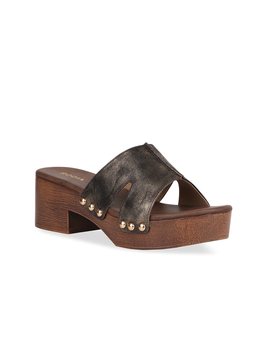 

Rocia Copper-Toned Solid Block Sandals