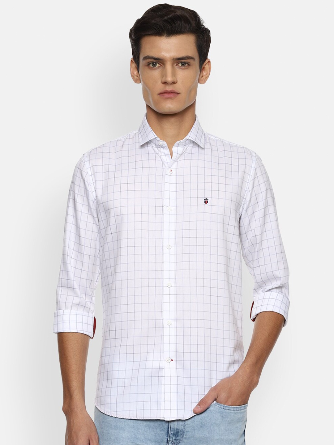 

Louis Philippe Sport Men White & Black Slim Fit Checked Pure Cotton Casual Shirt