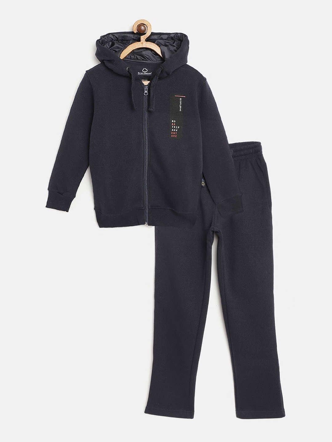 

Sweet Dreams Boys Navy Blue Solid Fleece Tracksuits